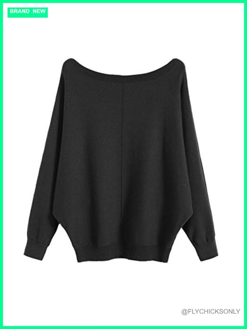 Oversized Ribbed Knit Sweater Boat Neck Batwing Sleeve Pullover